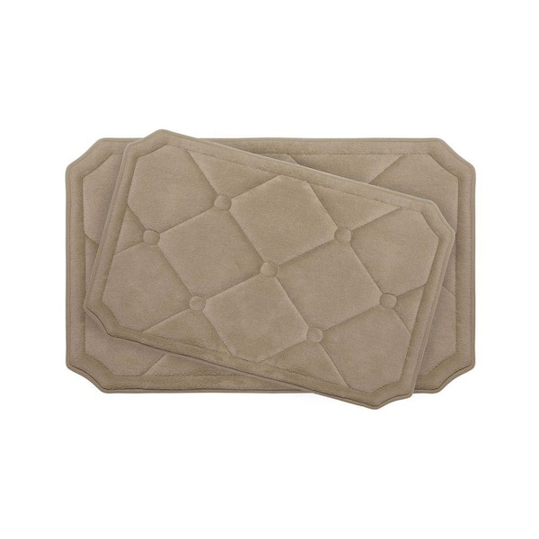 Caicos Aqua 20 in. x 32 in. Memory Foam 2-Piece Bath Mat Set