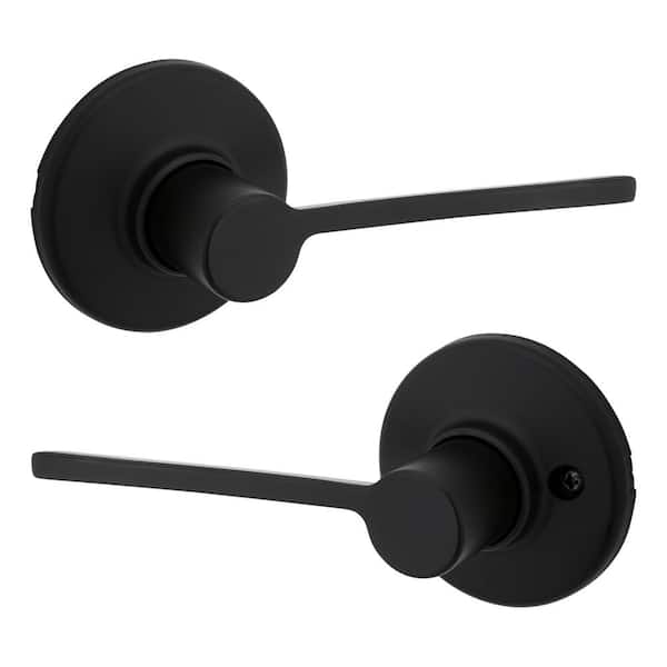 Ladera Matte Black Contemporary Round Passage Hall/Closet Door Handle