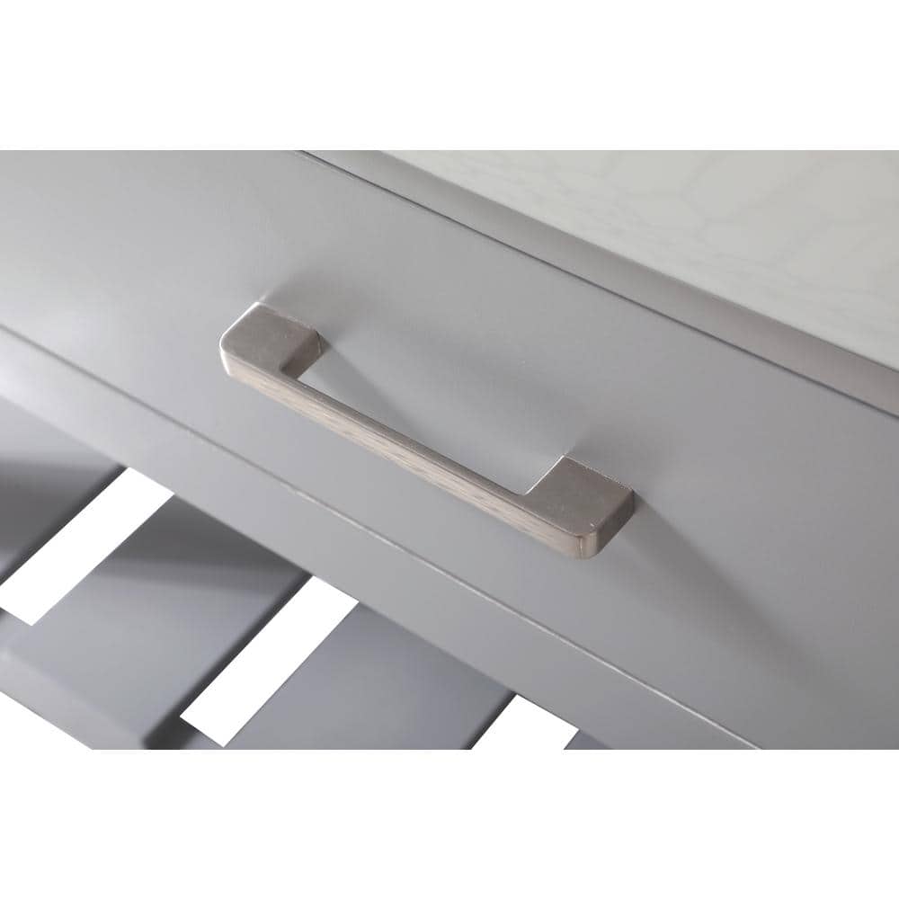 Gray 42" Solid Wood and MDF Single Bathroom Vanity with Carrara Marble Top