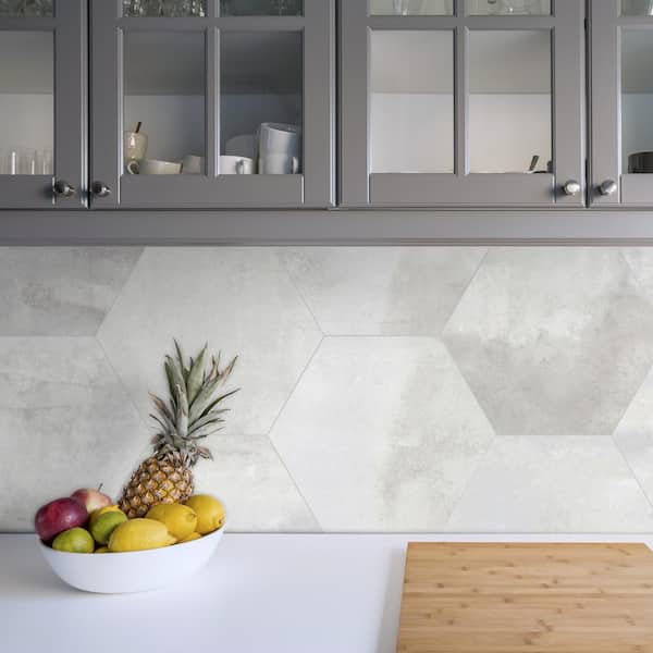 Metro Grey Hexagon 14 in. x 16 in. Matte Glazed Porcelain Floor and Wall Tile (10.07 sq. ft. / Case)