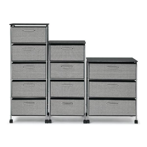 HOMCOM 7-Drawer Storage Cabinet Organizer Unit with Fabric Bins for Bedroom Dresser Closets Grey