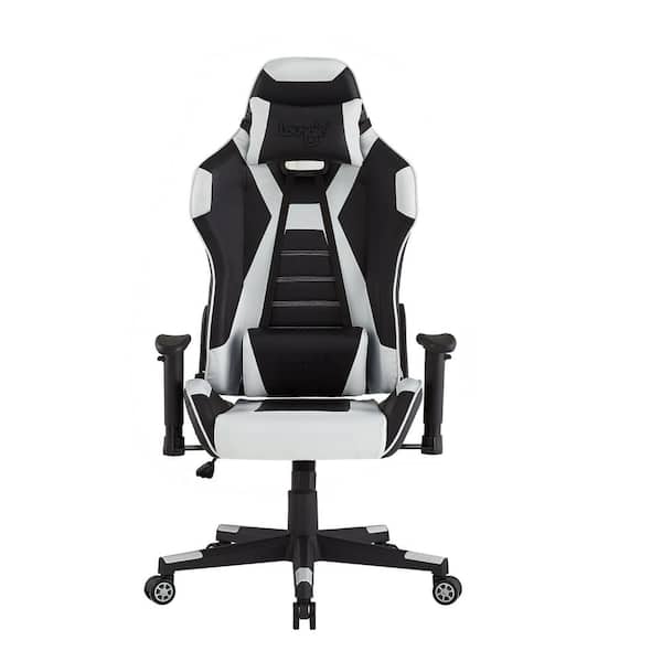 Loungie Avalee Grey Faux Leather Game Chair Swivel, Adjustable Back Angle, Seat Height and Armrest