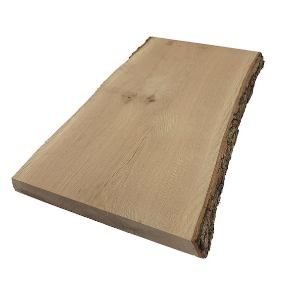 Swaner Hardwood 2 in. x 12 in. to 16 in. x 2 ft. Rustic White Oak Live Edge Sawn Board