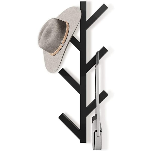 Cubilan 5.7 in. W x 2.6 in. D Black Decorative Wall Shelf, Vertical Coat Rack Wall Mounted