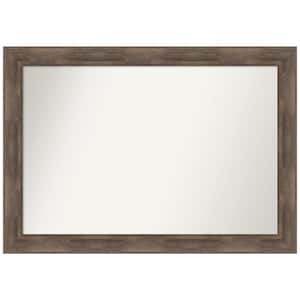Hardwood Mocha 40.75 in. W x 28.75 in. H Non-Beveled Wood Bathroom Wall Mirror in Brown