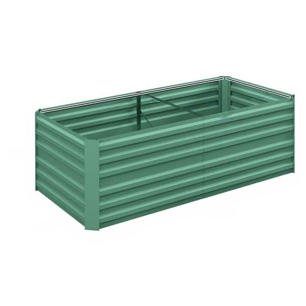 Oyezvary 70.75 in. Green Steel Rectangular Outdoor Planter Raised Beds with Reinforcing Bars for Growing Vegetables Flowers Herbs