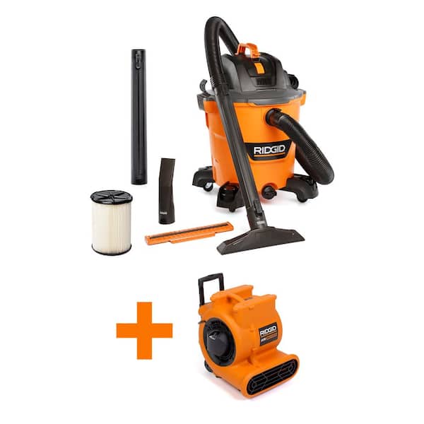 12 Gal. 5.0 Peak HP NXT Shop Vacuum Wet Dry Vac with Filter, Accessories and 1625 CFM Blower Fan Air Mover HD1200AM