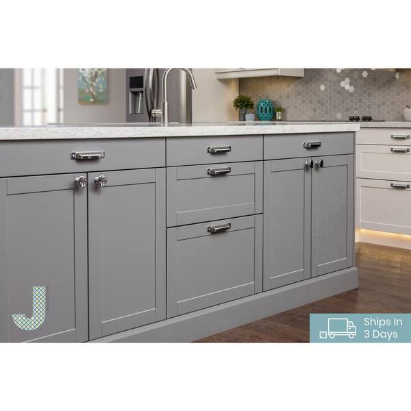 J Collection Shaker Assembled 24 In X 34 5 In X 24 In Base Cabinet With 10 In Metal Drawer Box In Gray B24a Lr Gs The Home Depot