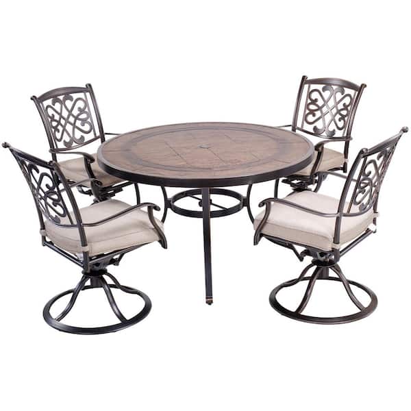 Unbranded 5-Piece Metal Patio Conversation Set with Aluminum Swivel Rocker Chair