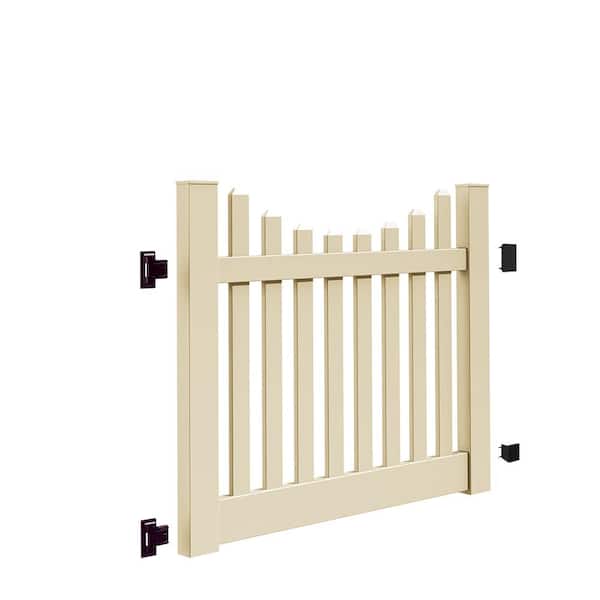 Barrette Outdoor Living Kettle Scallop 4 ft. W x 4 ft. H Sand Vinyl Un-Assembled Fence Gate