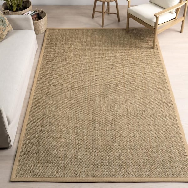 Elijah Seagrass with Border Beige 10 ft. x 14 ft. Area Rug