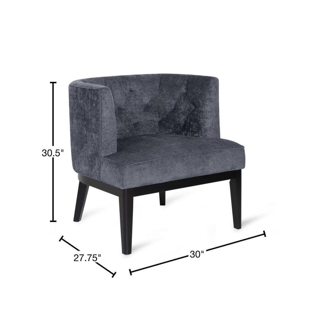 Charcoal and Dark Brown Tufted Faux Leather Barrel Accent Chair Set