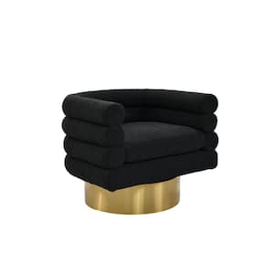 Yuni Black Boucle Fabric Swivel Arm Chair