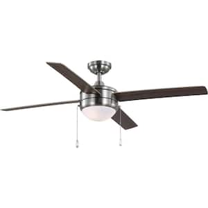 McLennan II 52 in. Indoor Brushed Nickel Transitional Ceiling Fan with 3000K Light Bulbs Included with Remote