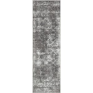 Zazzle Thiva Vintage Oriental Ivory 2 ft. 3 in. x 7 ft. 3 in. Floral Pattern Runner Rug