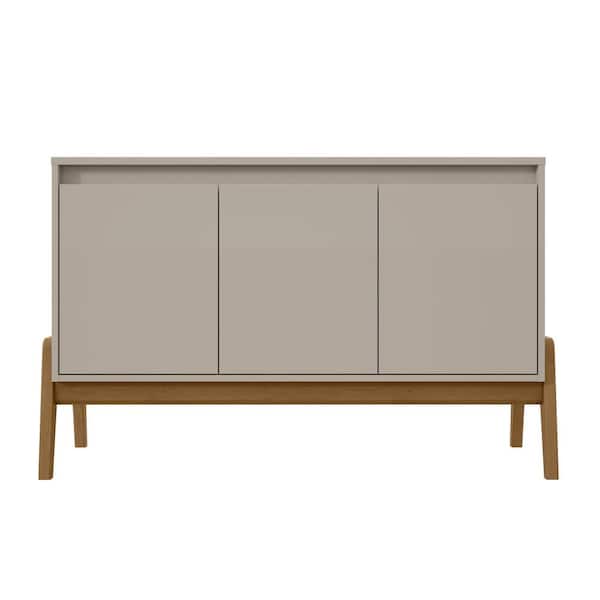 Manhattan Comfort Gales Mid-Century Modern Off White MDF 48.5 in. Sideboard with 4-Storage Shelves and 3-Soft Close Doors