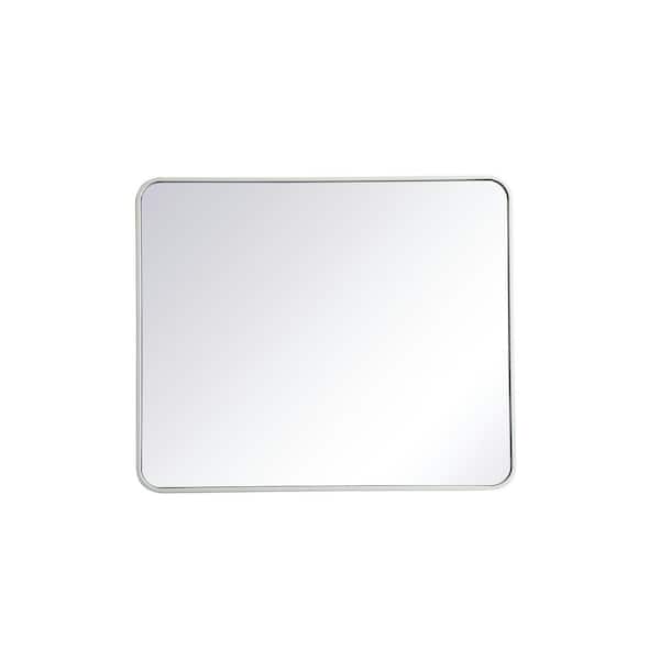 Unbranded Timeless Home 36 in. H x 30 in. W White Modern Soft Corner Rectangular Wall Mirror
