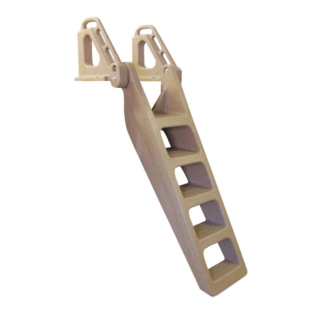 TechStar 5-Step Wide Flip-Up Polyethylene Dock Ladder with Anti-Slip ...