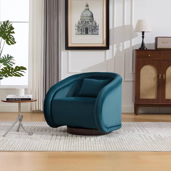Maximilian Modern Teal Velvet Fabric Upholstered Accent Arm Chair with 360° Swivel