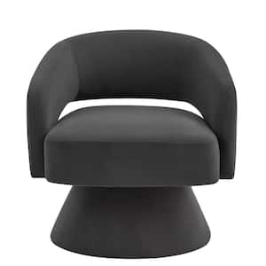 JUJABU Gray Teddy Fabric Swivel Armchair with Storage for Bedroom