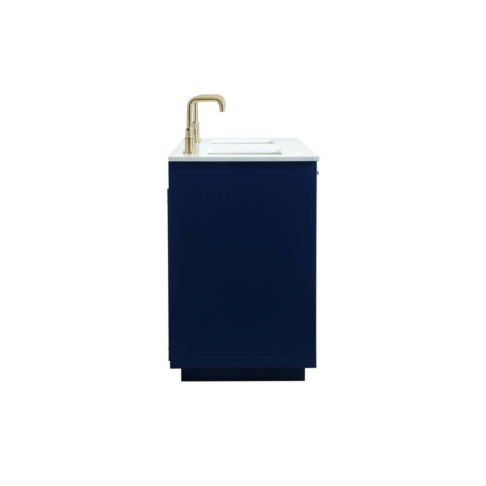 Blake 60" Blue MDF Double Bathroom Vanity with Gold Hardware