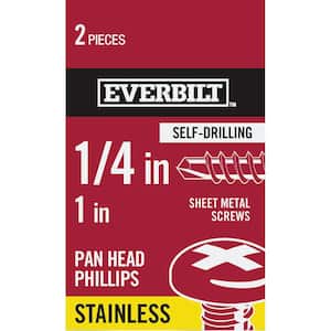 #14 x 1 in. Stainless Steel Phillips Pan Head-Self-Drilling Sheet Metal Screws (2-Pack)