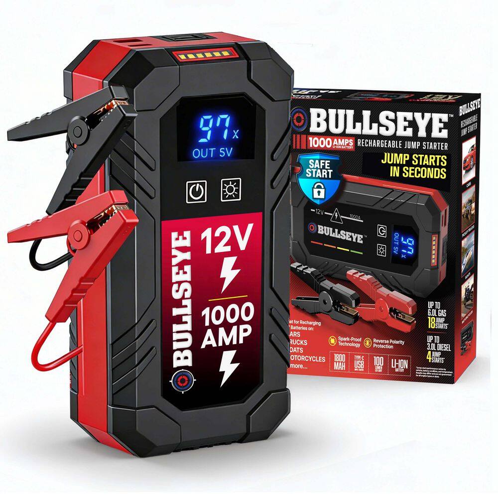 12-Volt 1800mAh Rechargeable Car Battery Booster Portable Jump Starter with Light and Power Bank price history on PriceWatchPro