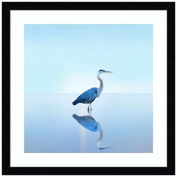 Amanti Art "Beachscape Heron II" by James McLoughlin 1 Piece Wood Framed Color Animal Photography Wall Art 17-in. x 17-in. .