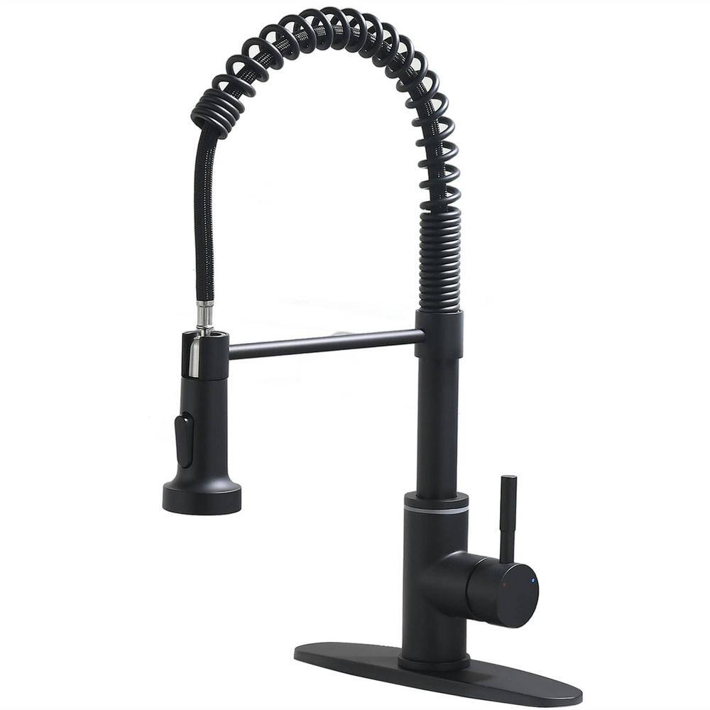 Flg Single Handle Pull Down Sprayer Kitchen Faucet With Led Light And Advanced Spray In Matte 2389