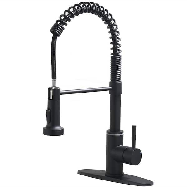 Flg Single Handle Pull Down Sprayer Kitchen Faucet With Led Light And Advanced Spray In Matte 4666