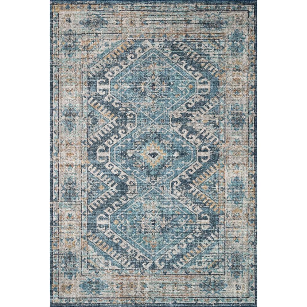 Skye Denim and Natural Hand-Knotted Wool Runner Rug