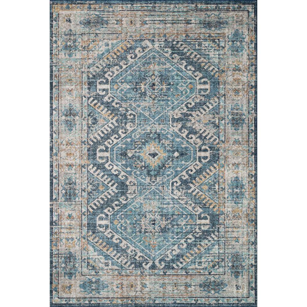 LOLOI II Skye Denim/Natural 9 ft. x 12 ft. Printed Boho Vintage Area