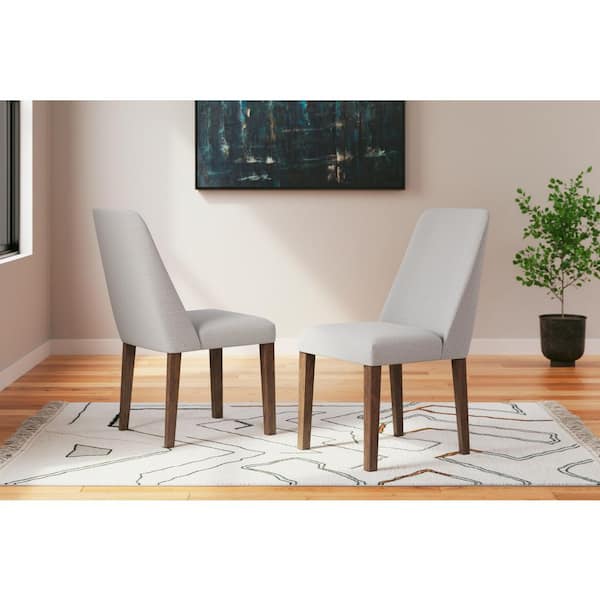Lyncott Brown/Gray Polyester with Cushion Side Chair Set of 2