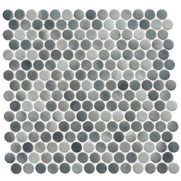 ANDOVA Pixie Char Gray/Dark Gray 12-1/8 in. x 12-1/8 in. Penny Round ...