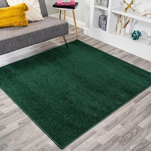 Haze Solid Low-Pile Emerald 7 ft. Square Area Rug