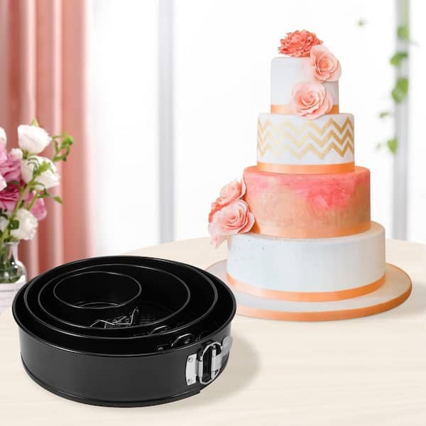 4-Piece Springform Pan Set with Removable Bottom, 4/7/9/10 in. Non-Stick Leak-Proof Cake Pan for Baking