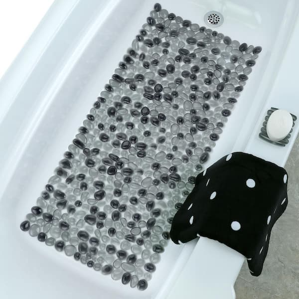 SlipX Solutions 15 x 27 Large Light Gray Rubber Safety Microban Bath Mat