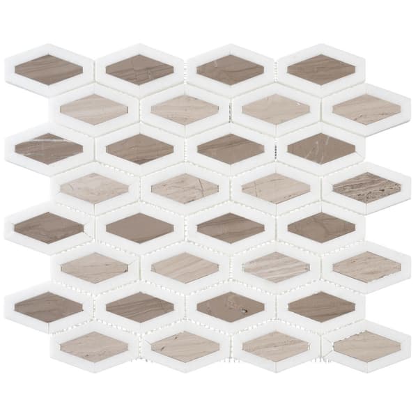 ANDOVA Moda Crown Tan Matte 4.5 in. x 8.25 in. Diamond Smooth Natural Stone Mosaic Tile Sample