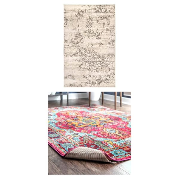 Vintage Freja 10 ft. x 14 ft. Beige Area Rug and Comfort Standard 10 ft. x 14 ft. Rug Pad Combo