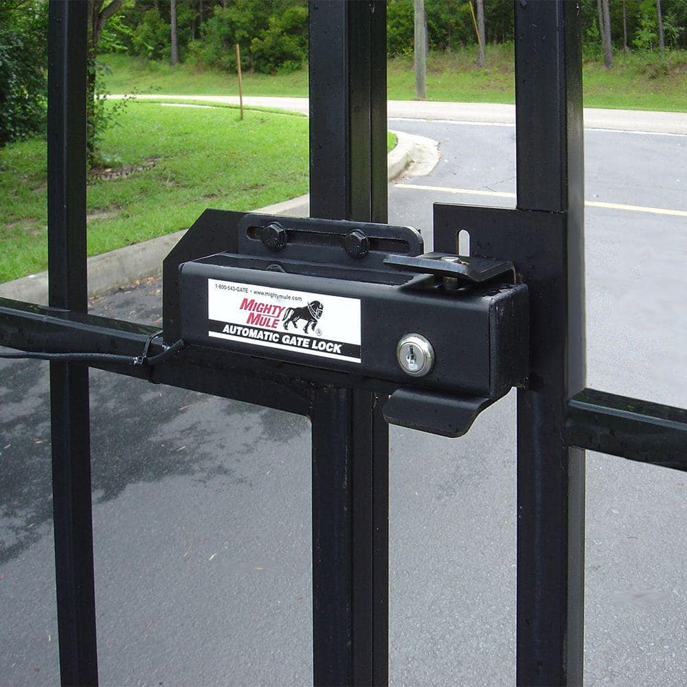 Mighty Mule Black Steel Automatic Gate Lock with Keys