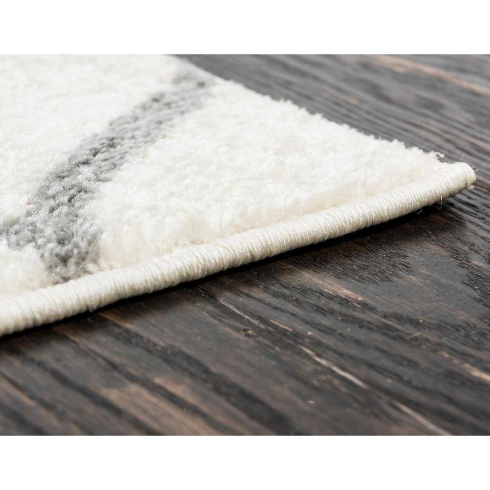 Ivory and Gray Trellis Synthetic Indoor Area Rug