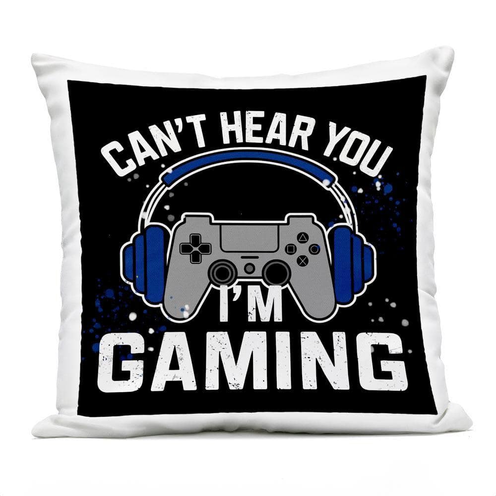 Can't Hear You Gaming Black Square Outdoor Throw Pillow