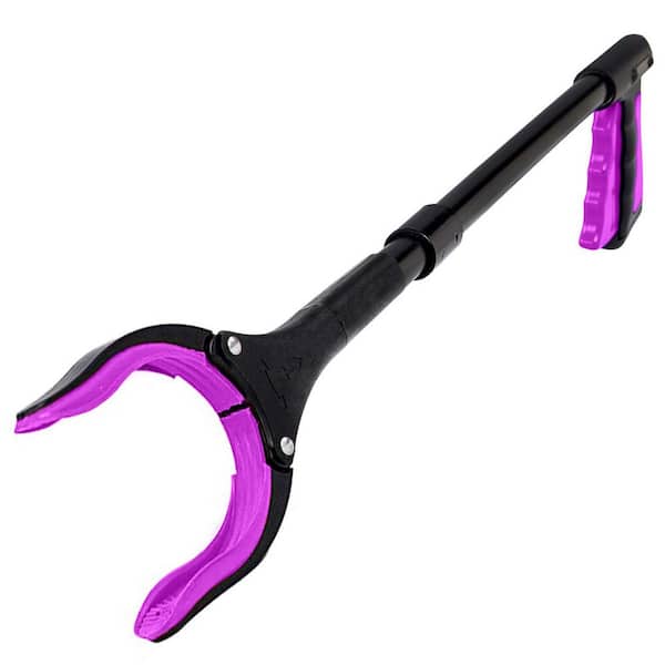19 in. Foldable Grabber Reacher Tool with Strong Grip Magnetic Tip Heavy Duty Trash Picker Claw Pink