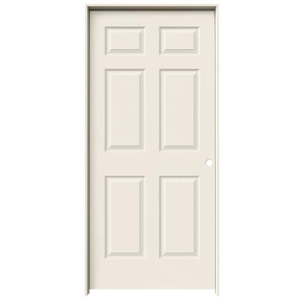 JELD-WEN 36 in. x 80 in. 6 Panel Colonist Primed Left-Hand Textured Molded Composite Single Prehung Interior Door