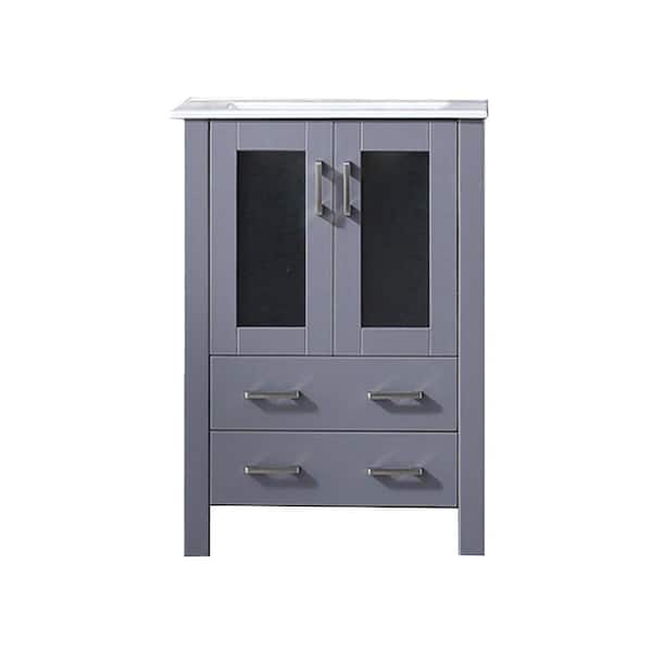 Volez 24 in W x 18 in D Dark Grey Bath Vanity and Integrated Ceramic Top