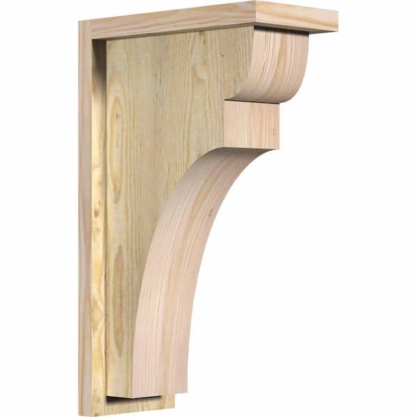 Ekena Millwork 6 in. x 12 in. x 20 in. Douglas Fir Yorktown Rough Sawn Corbel with Backplate