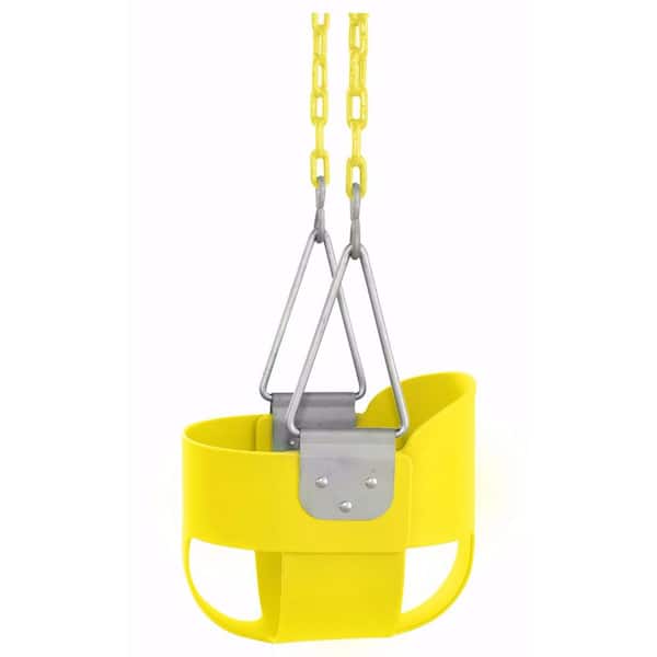 Coated Chains Fully Assembled Green High Back Full Bucket Infant Swing Seat 