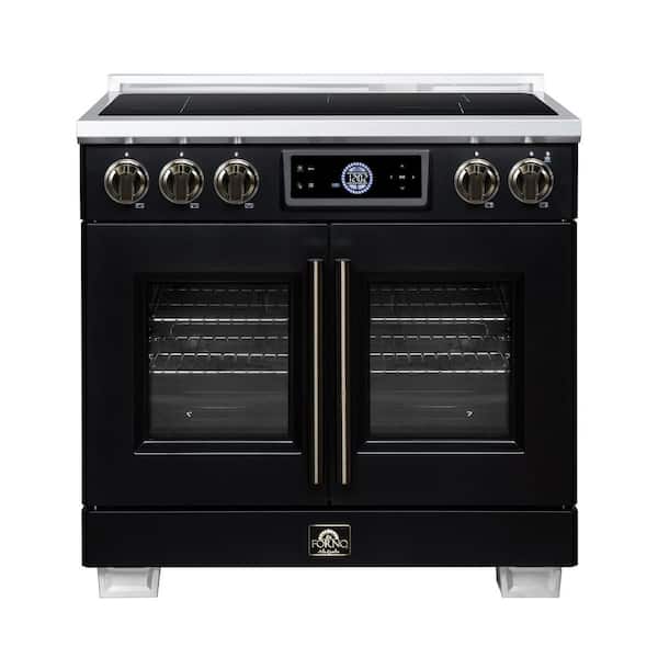 Maximus 36 in. Induction range, French Door, 5 Burner Elements, 5.36 cf. Convection Oven, Black