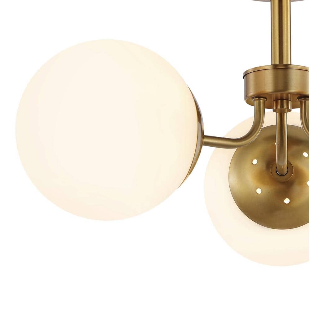 23.5" Brass and Frosted Glass Globe LED Ceiling Light