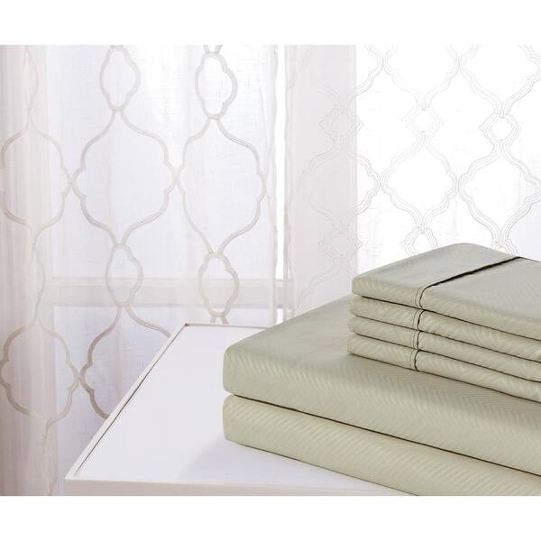 Bamboo Comfort 3-Piece Taupe Chevron Embossed Bamboo Twin Sheet Set